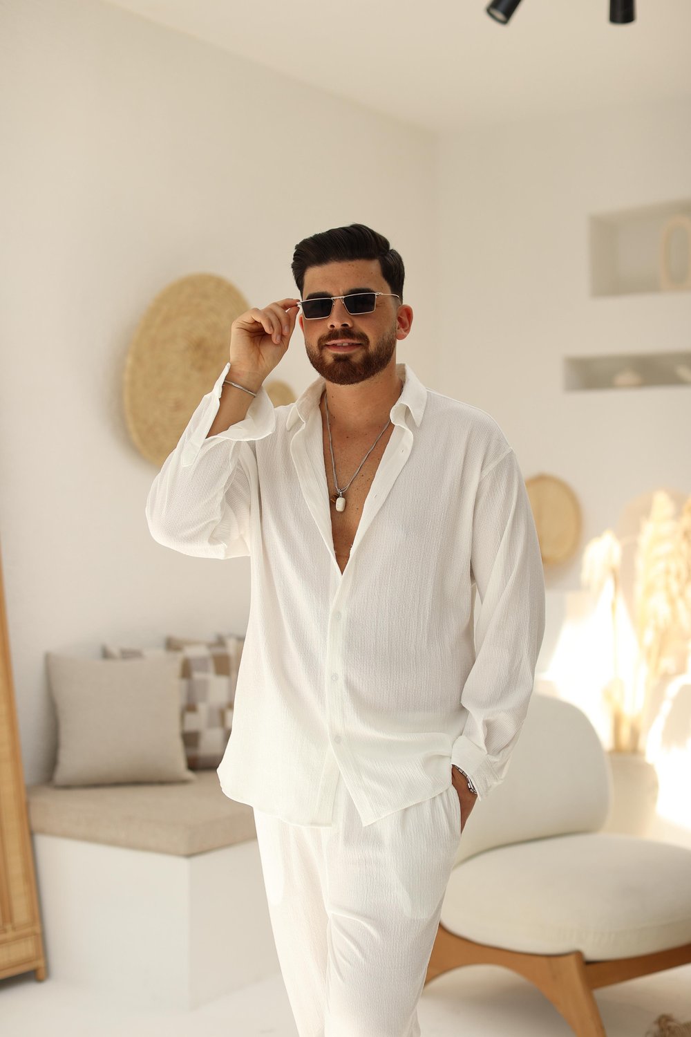 Beyaz Seul Kumaş Takım