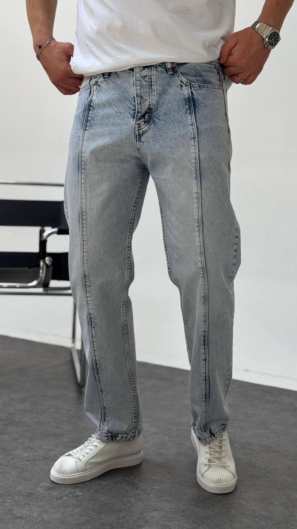 Buz Mavi Tasarım Baggy Jean Buz Mavi