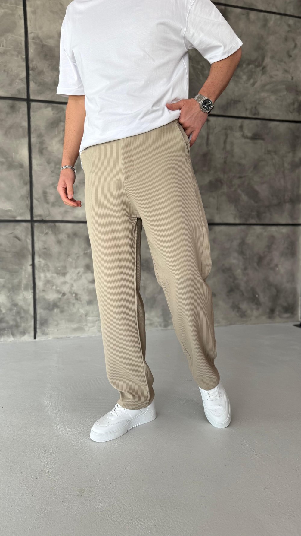 Fitilli Baggy Pantolon Bej