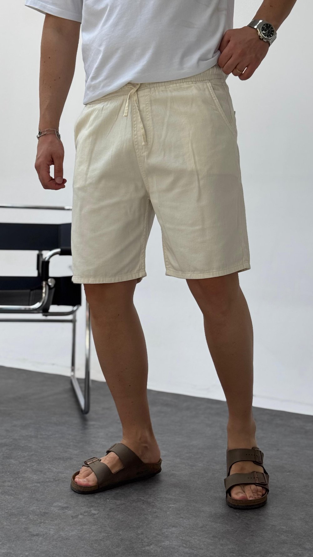 Gabardin Şort Krem