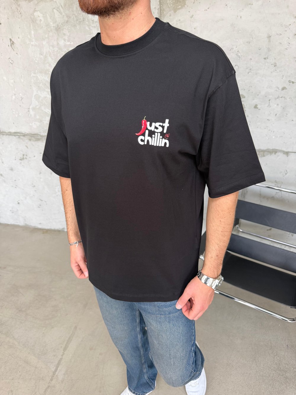 Just Chillin Oversize T-Shirt Siyah
