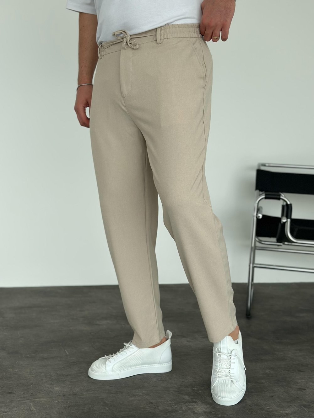 Krem Boyfriend Jogger Pantolon Krem