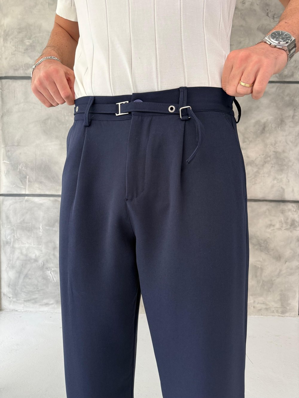 Lacivert Premium Kemer Detaylı Pantolon
