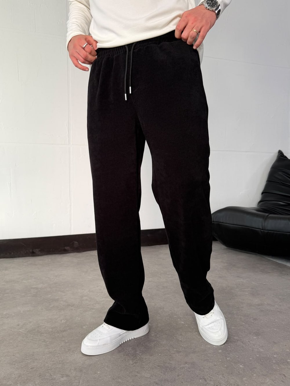 Siyah Premium Dokulu Pantolon