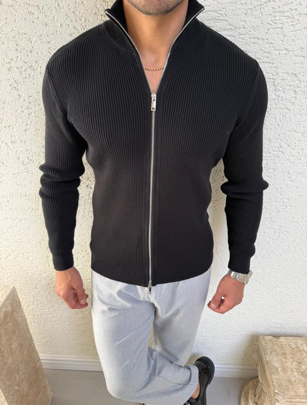 Siyah Slimfit Hırka