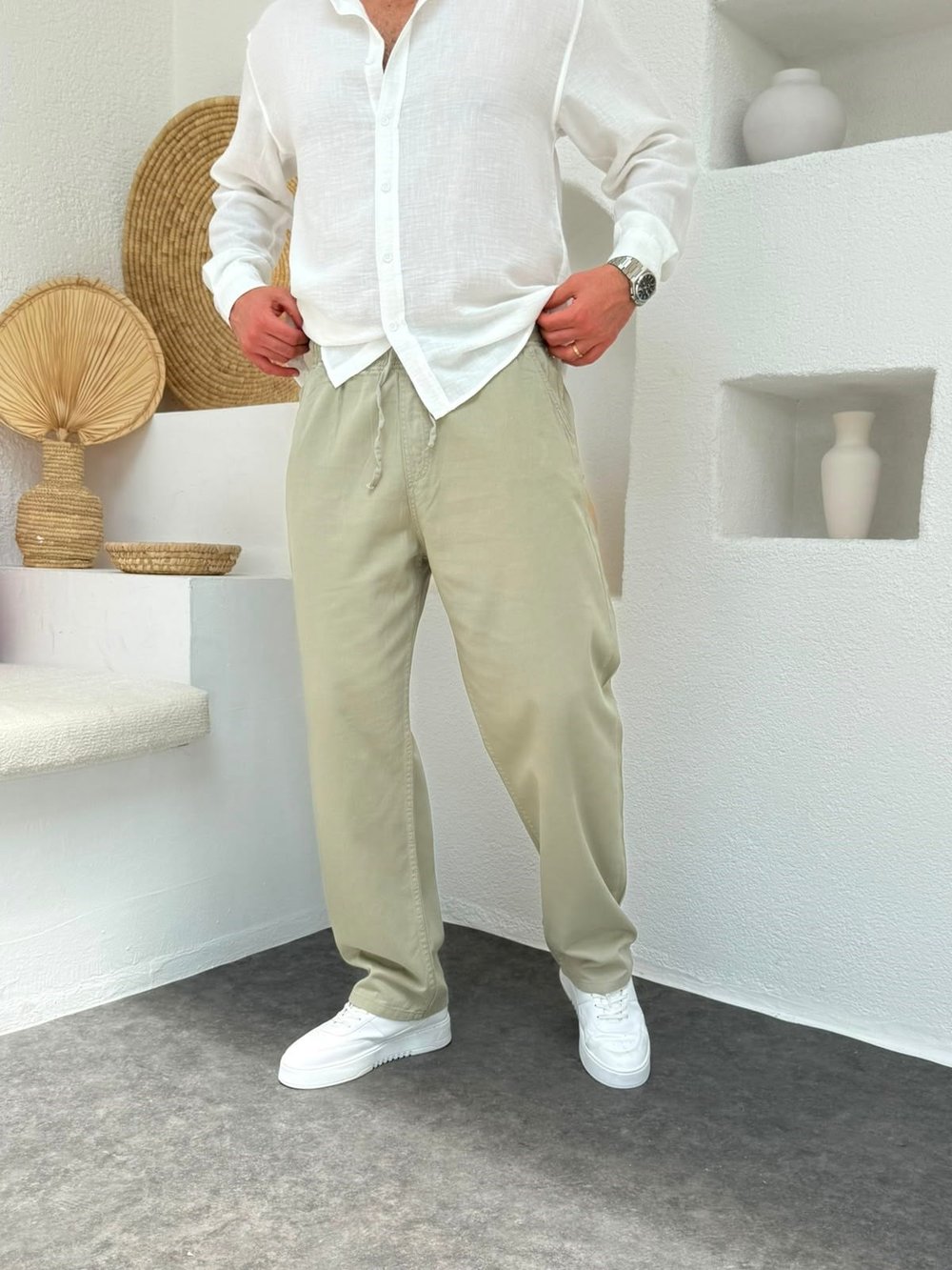 Yeşil Gabardin Baggy Pantolon