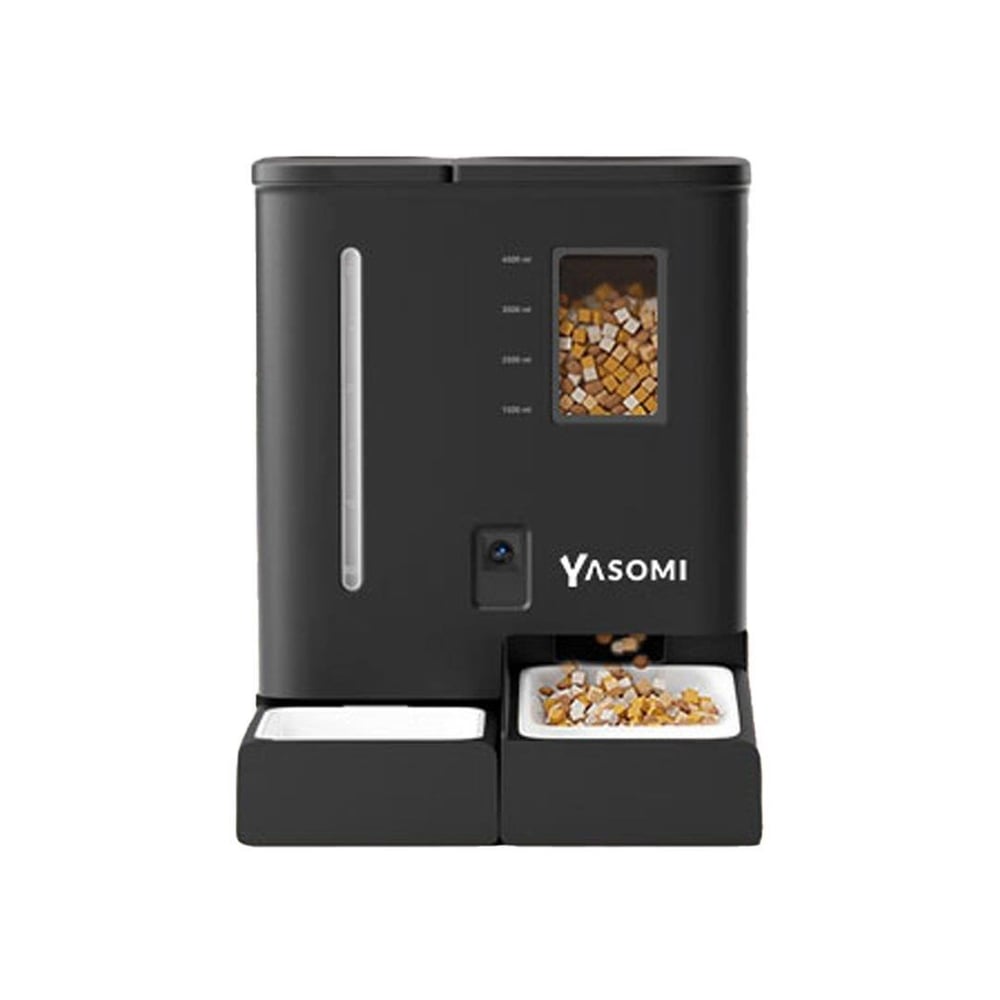 Yasomi DU-F03V SmartPaw+ 2si1 Arada 4L/5L Kapasiteli Pilli/Kablolu Akıllı Otomatik Mama ve Su Kabı (Siyah)