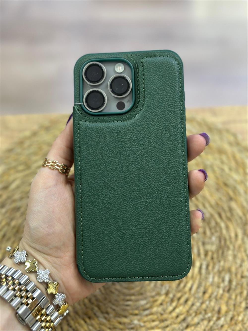 iPhone 15 Pro Max Kılıf - Standlı Deri