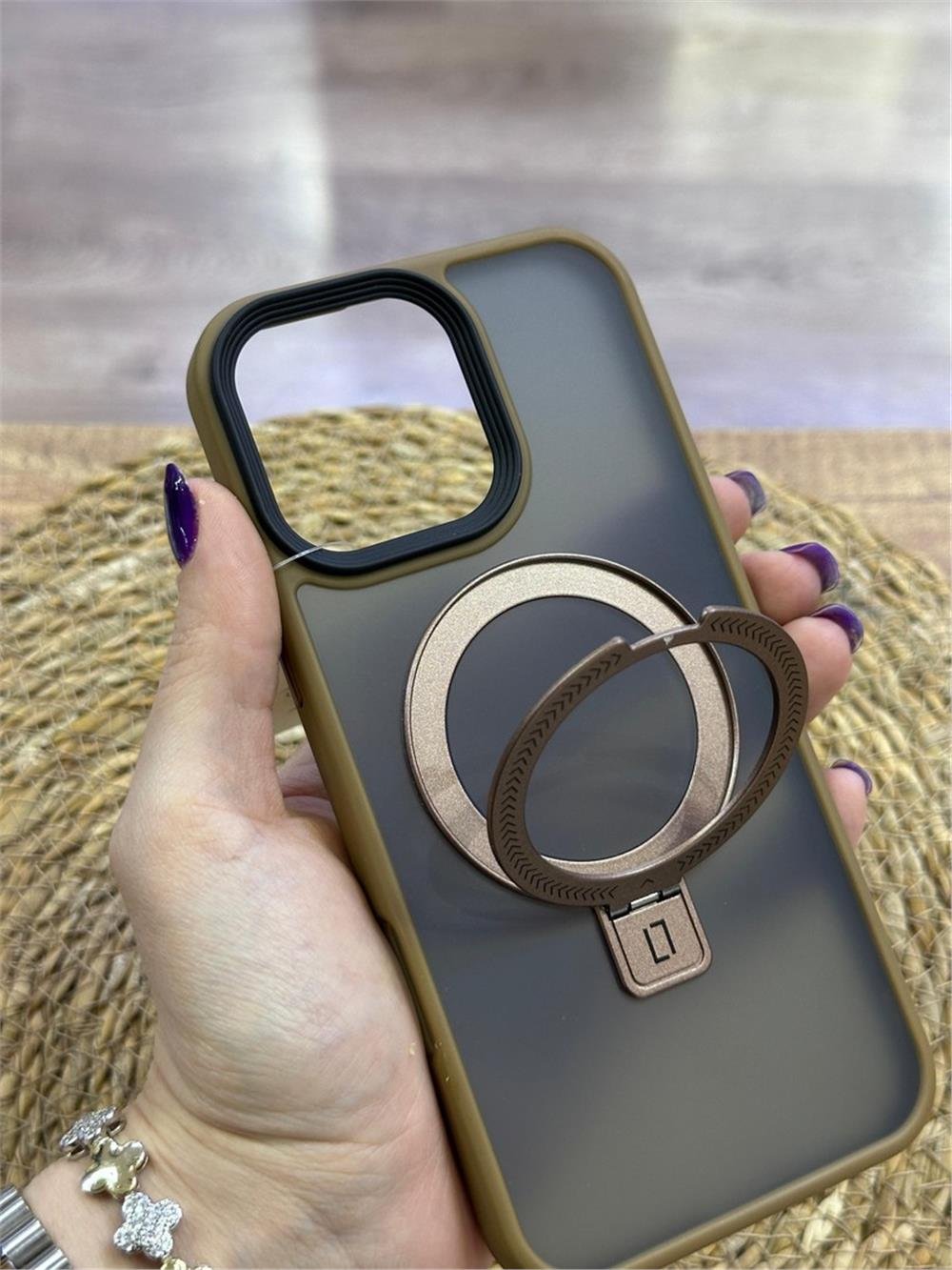 iPhone 16 Pro Max Kılıf - Standlı, Buzlu Mika