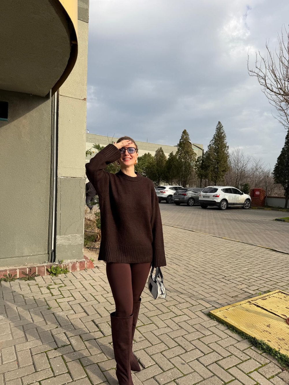 Pinterest Model Oversize Bisiklet Yaka Uzun Kazak Acı Kahve