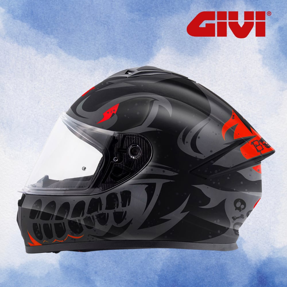 GIVI 50.X BONES MAT SİYAH-KIRMIZI KASK