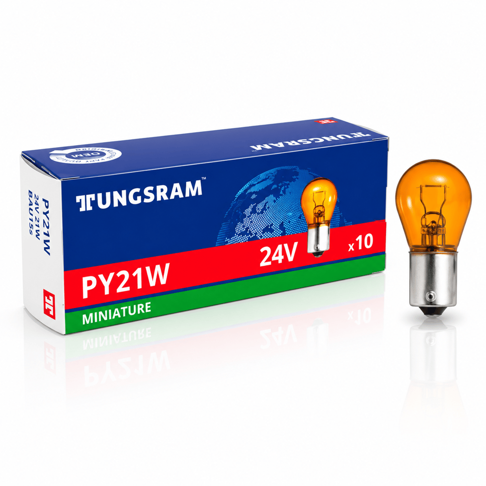 93 24V Turuncu TUNGSRAM 1073 PY21W Halojen Sinyal Ampulü (10'lu Paket)