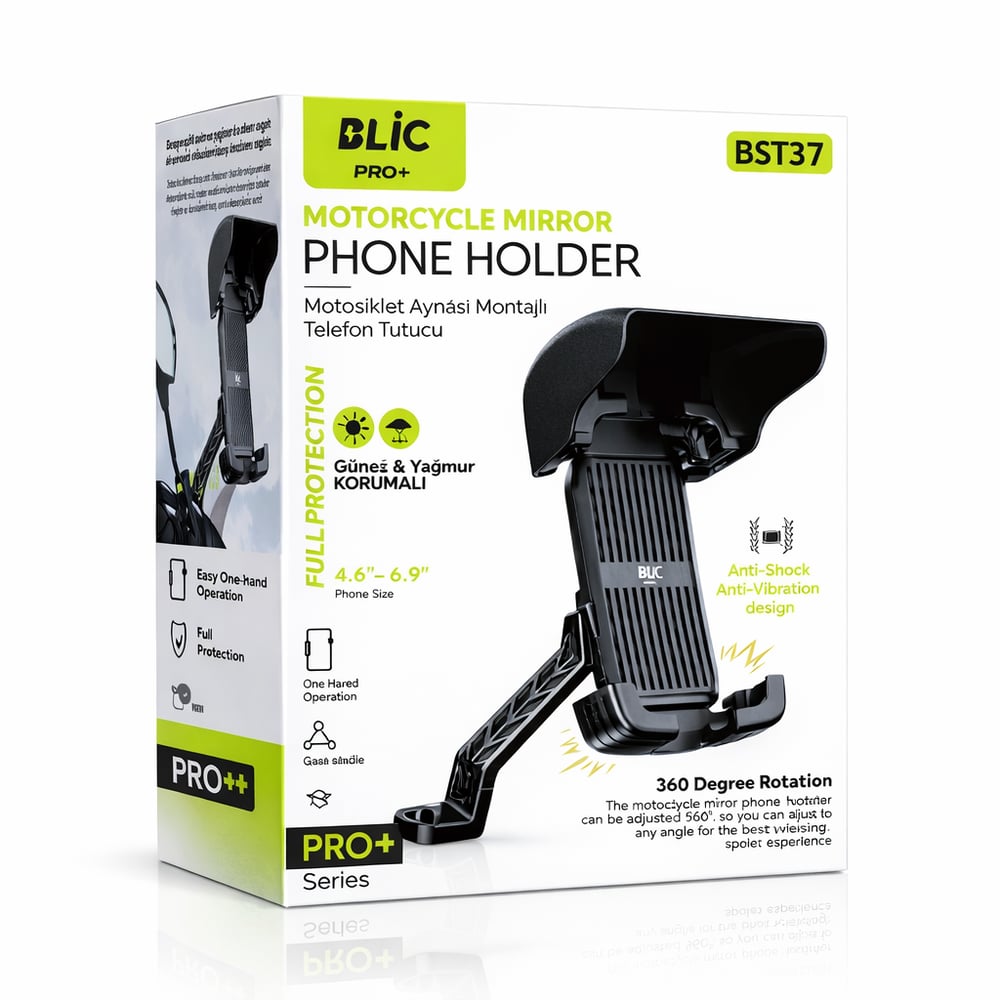 Blic Pro Korumalı Motosiklet Telefon Tutucu Su Geçirmez Gidon Telefon Aparatı