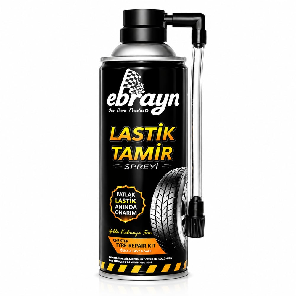 EBRAYN Lastik Tamir Kiti 450 ML Acil Lastik Onarım ve Şişirme Spreyi