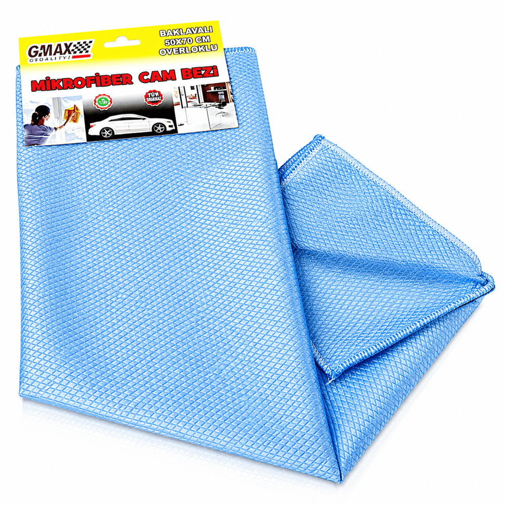 G-MAX Lüks Microfiber Cam Bezi 50x70 cm İz Bırakmayan Cam Temizlik Bezi