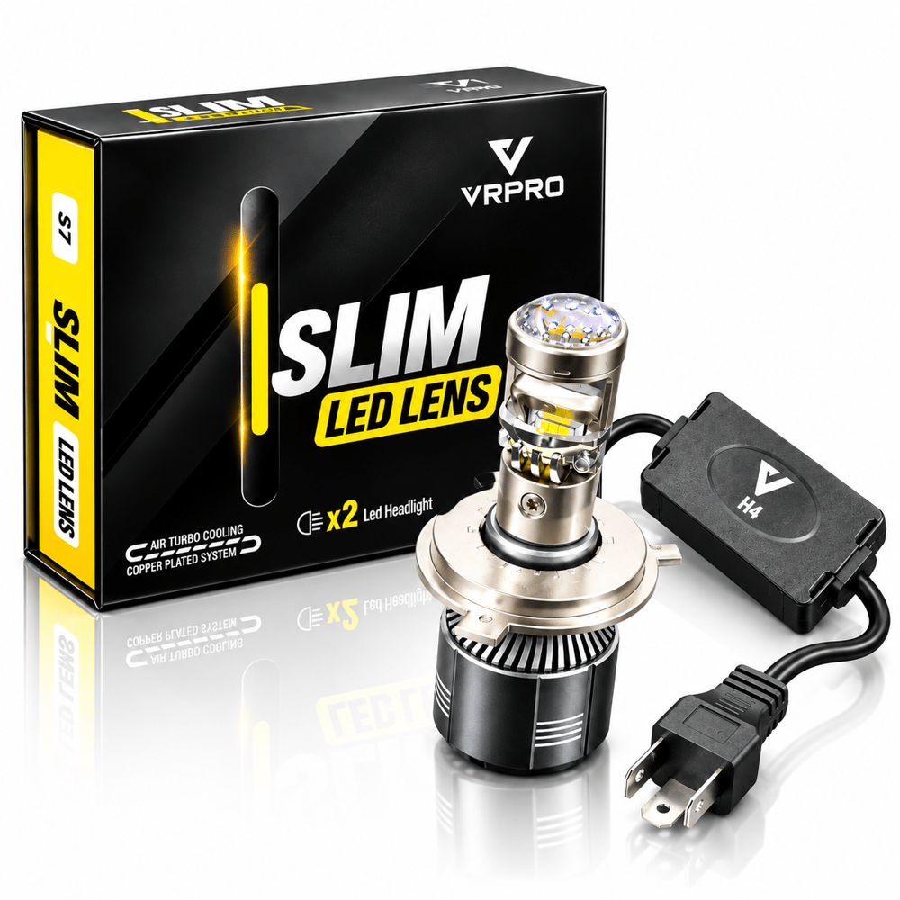 H4 Slim Mercekli LED Xenon Projektör Lensli Kısa Uzun Araç Far Ampulü