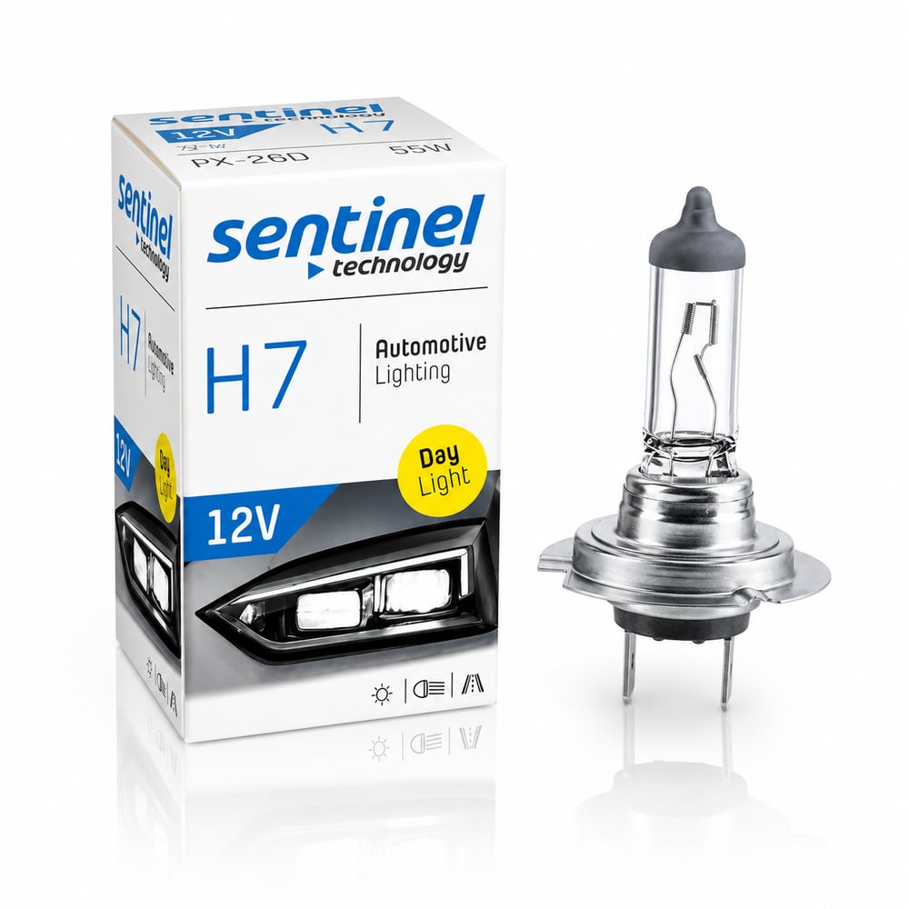 H7 SENTİNEL 12V 55W Halojen Far Ampulü – Yüksek Aydınlatma Performansı