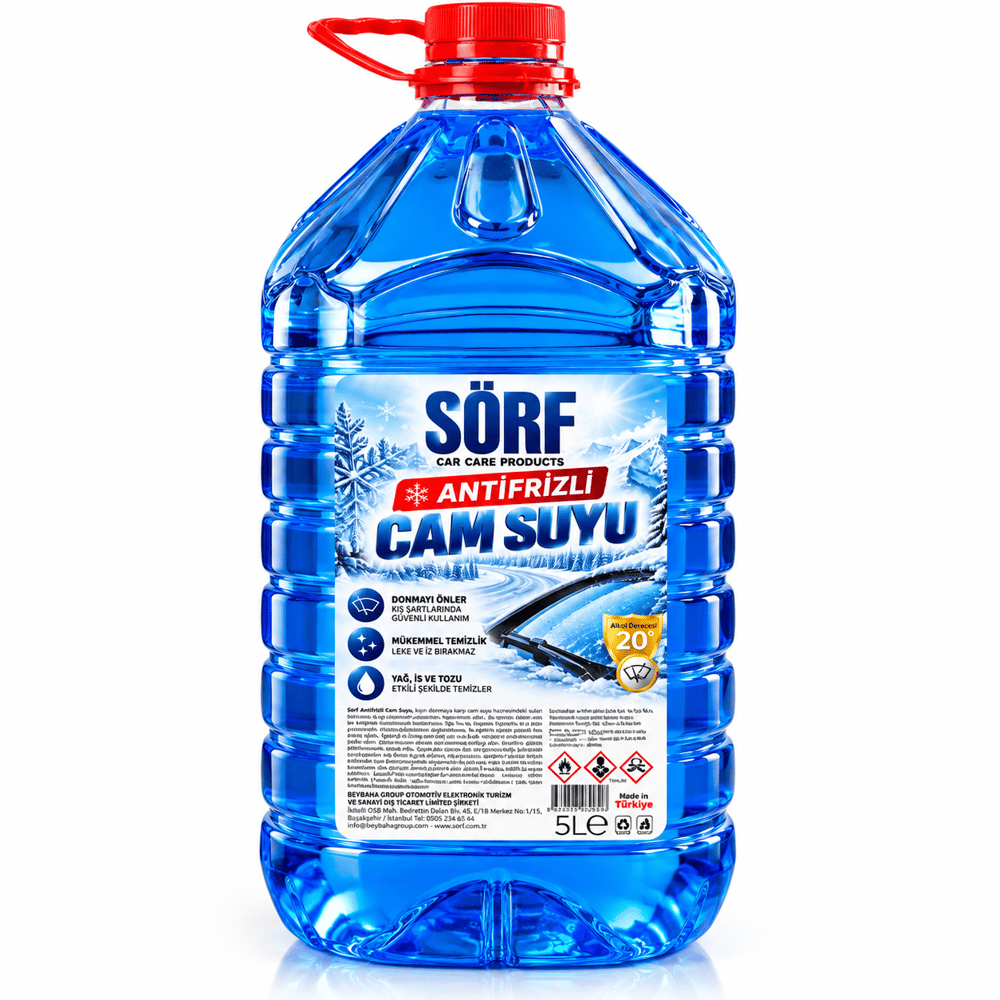 Sörf Antifrizli Cam Suyu 5 Litre -20°C – Kışlık Oto Cam Temizleme Suyu