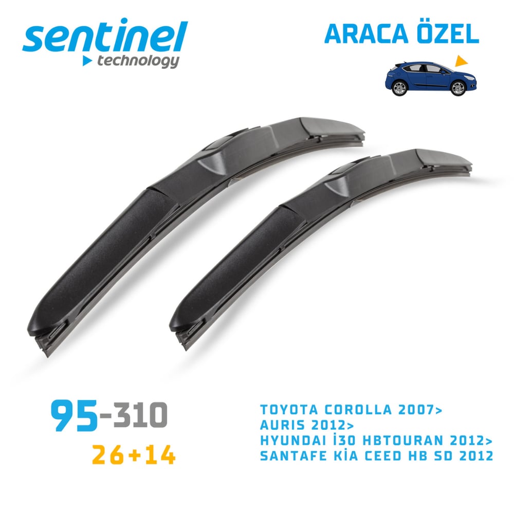 TOYOTA COROLLA 2007> AURIS 2012>HYUNDAI İ30 HBTOURAN 2012>SANTAFE KİA CEED HB SD 2012->ARACA ÖZEL ÖN SİLECEK TK