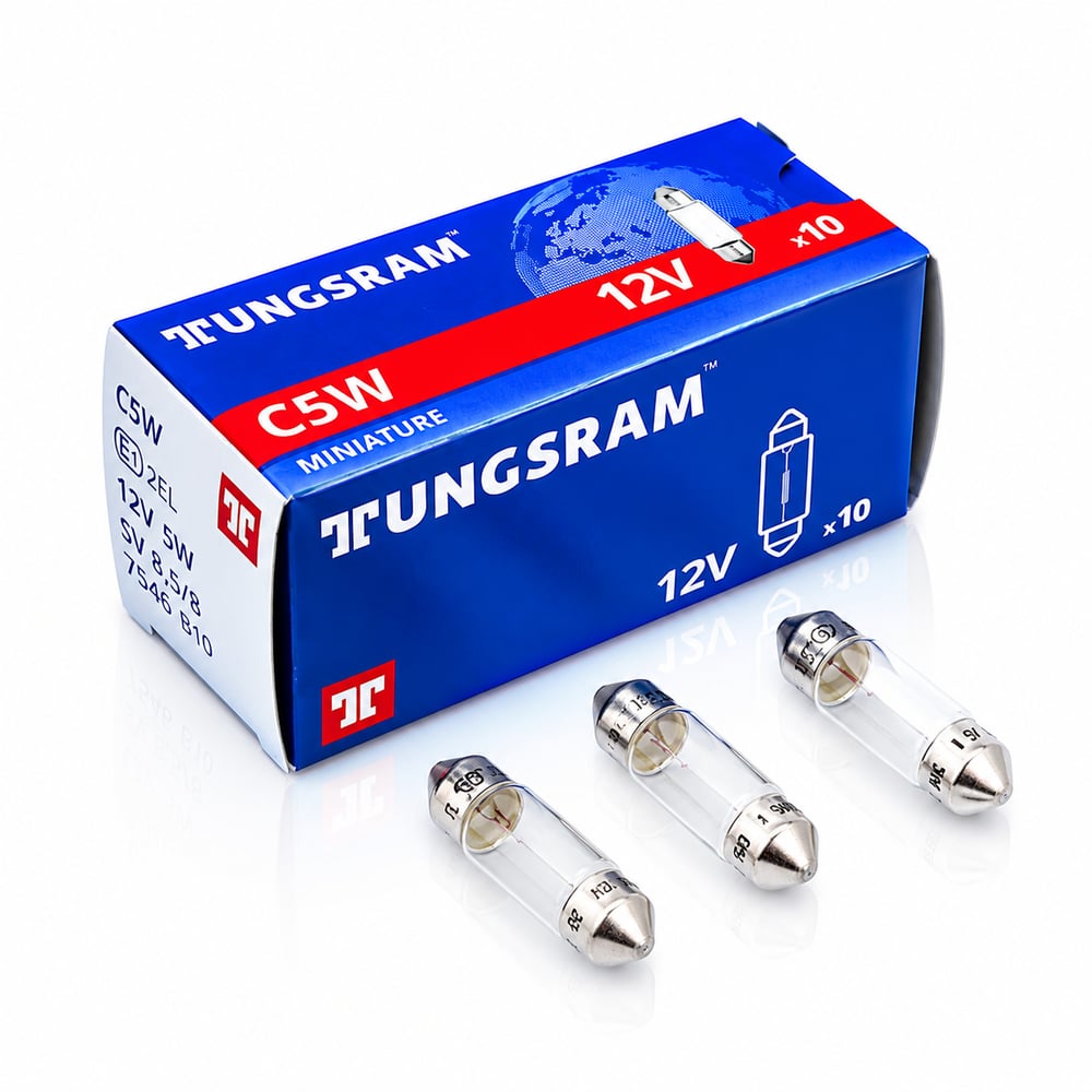 Tungsram Sofit Ampul 12V/5W (10'lu Paket) – Oto İç Aydınlatma Ampulü