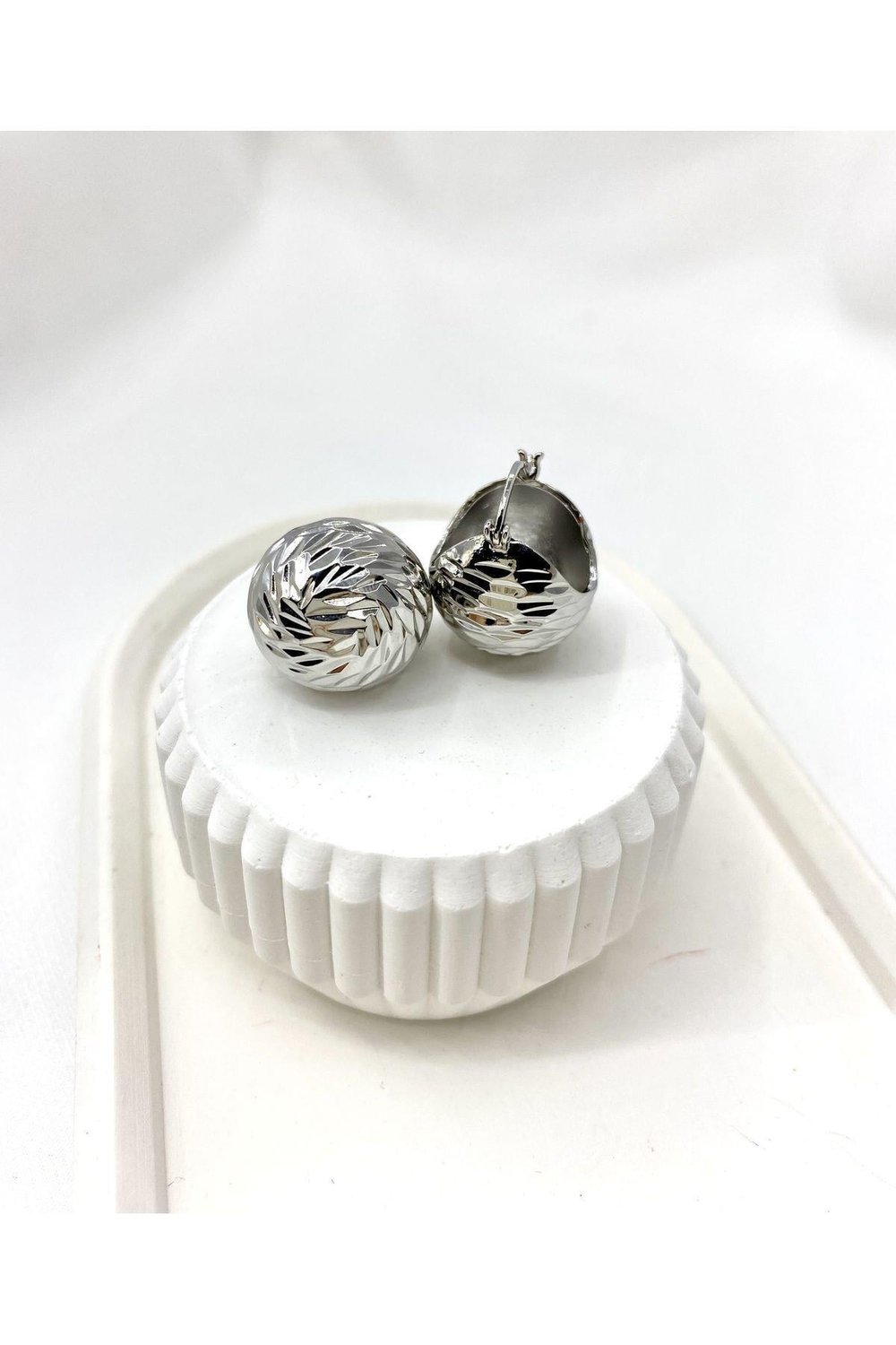 Çelik Silver Detaylı Çanta Küpe