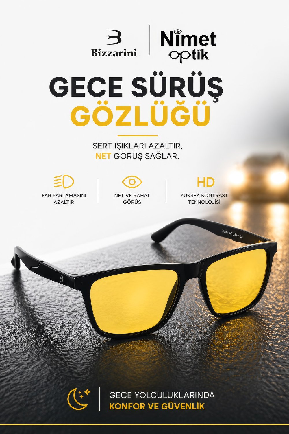 Bizzarini 612 Antifar Gece Sürüş Gözlüğü