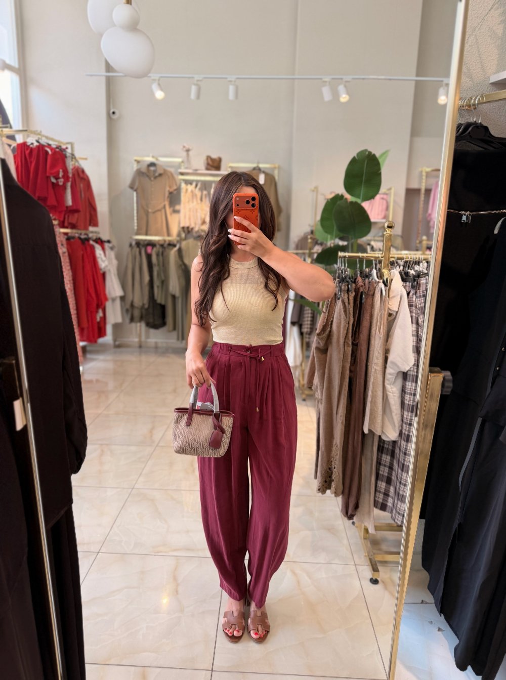     DOĞAL DOKULU BOL KESİM JOGGER PANTOLON - BORDO