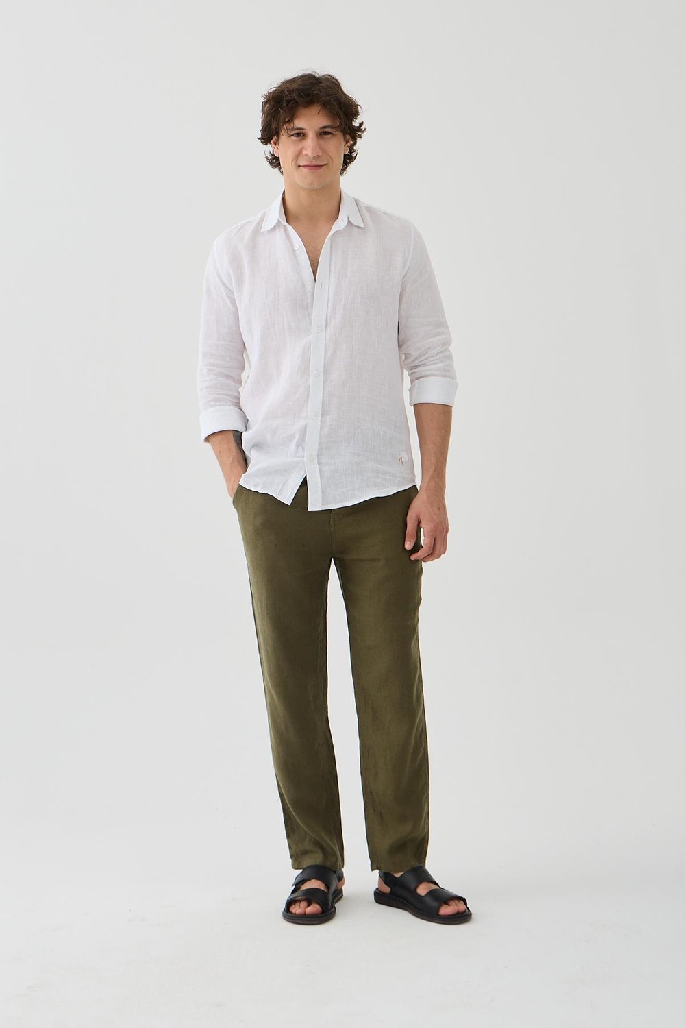 Halikarnas Keten Haki Jogger Pantalon