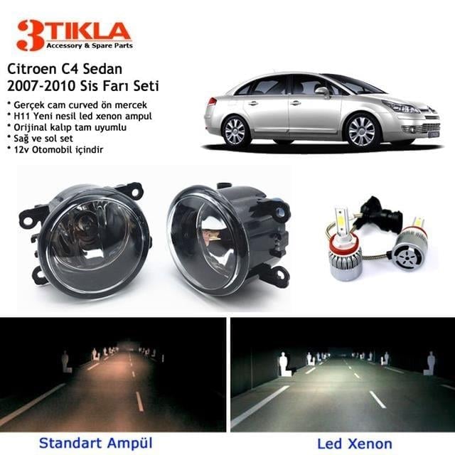 Citroen C4 Sedan 2007-2010 Beyaz Led Xenon Sis Farı Seti