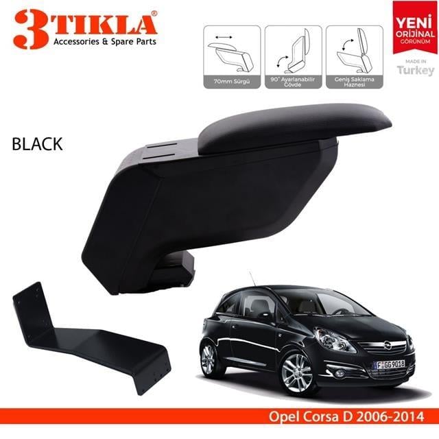 Opel Corsa D 2006-2014 Delmesiz Çelik Ayaklı Siyah Kolçak Kol Dayama