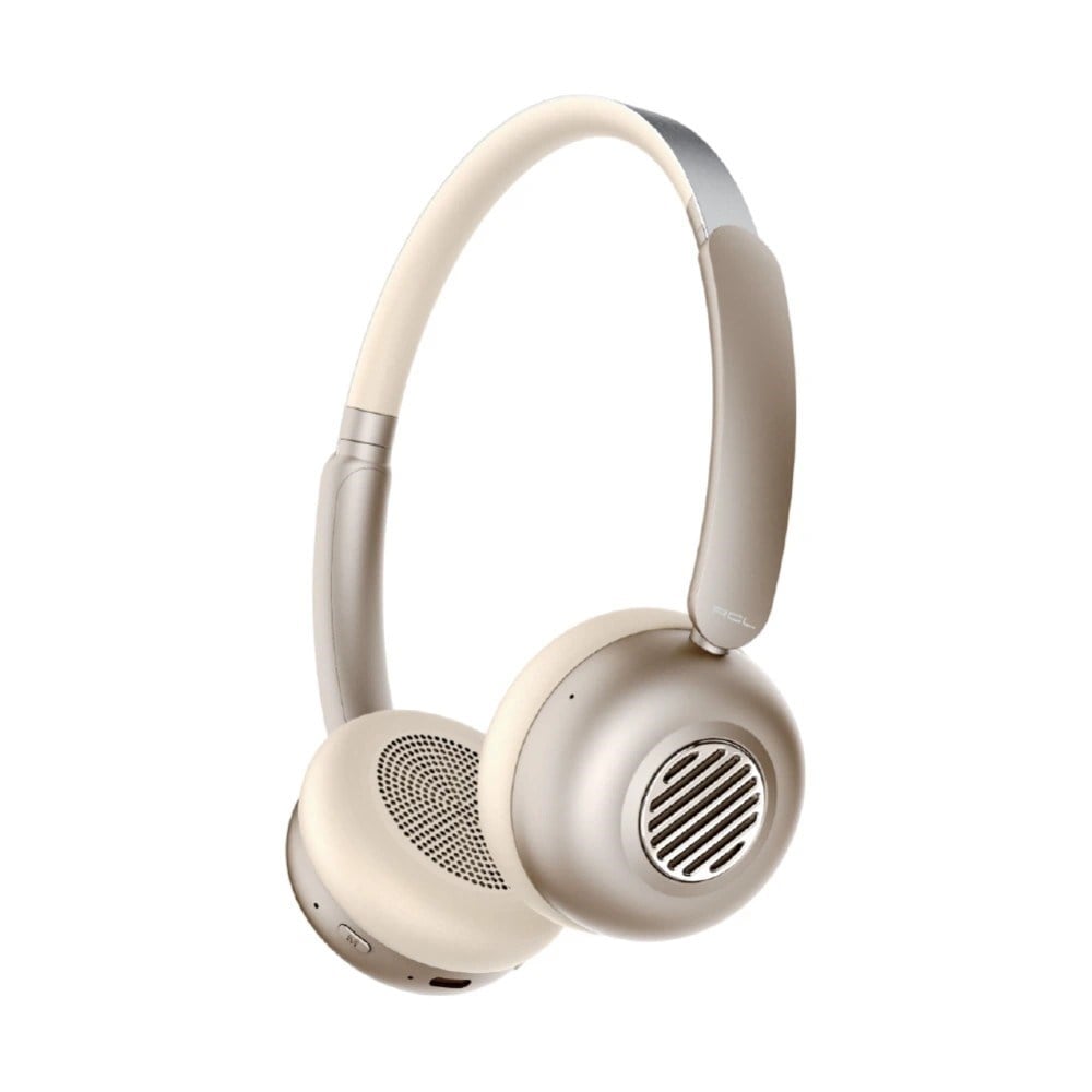 ACL ABK-12 Kablosuz Bluetooth Kulak Üstü Kulaklık Ultra Bass Metalik Görünüm Krem