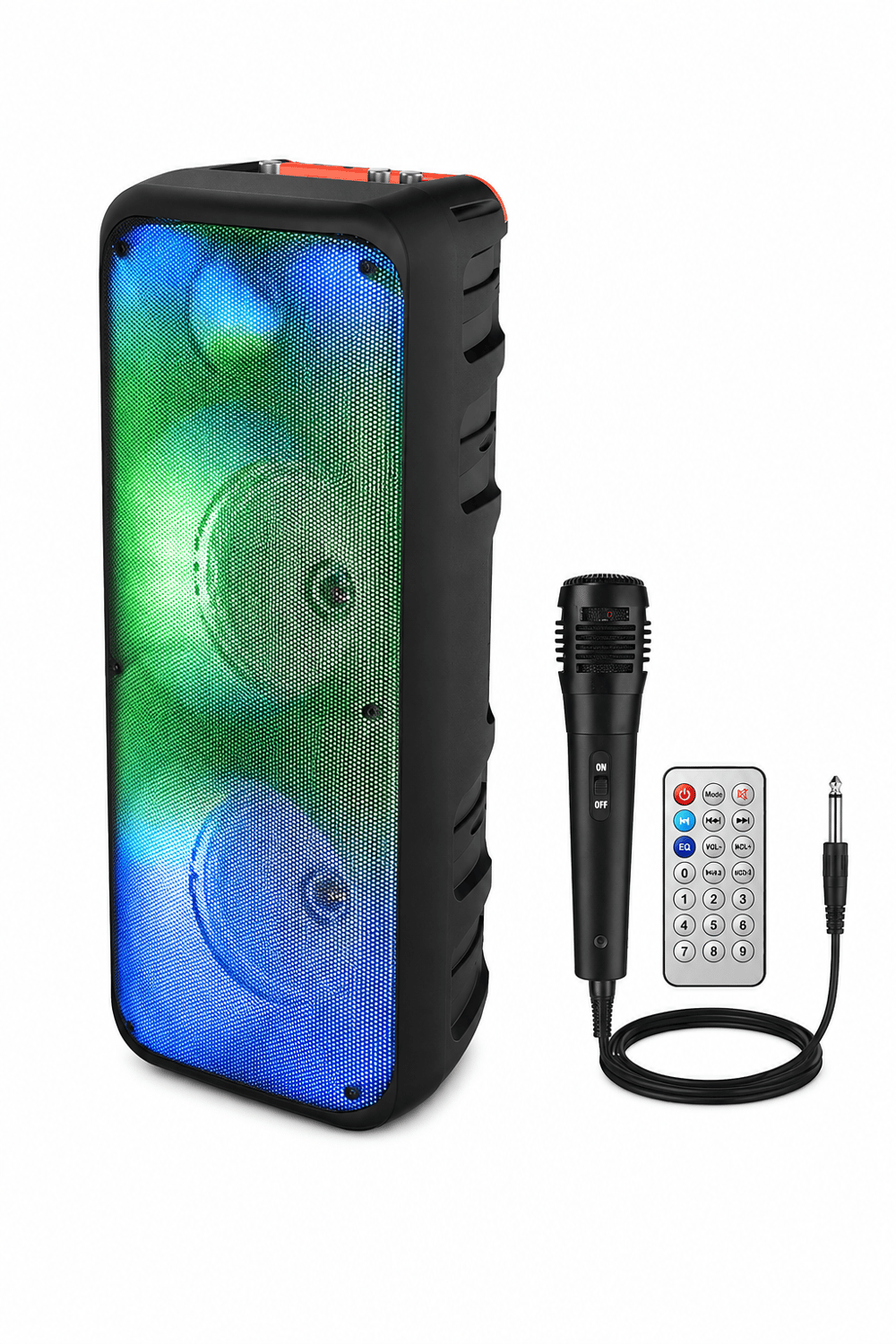 Blic BLS-49 16W RGB Bluetooth 5.0 Kablosuz Karaoke Hoparlör Mikrofonlu Kumandalı TWS USB FM Radyo