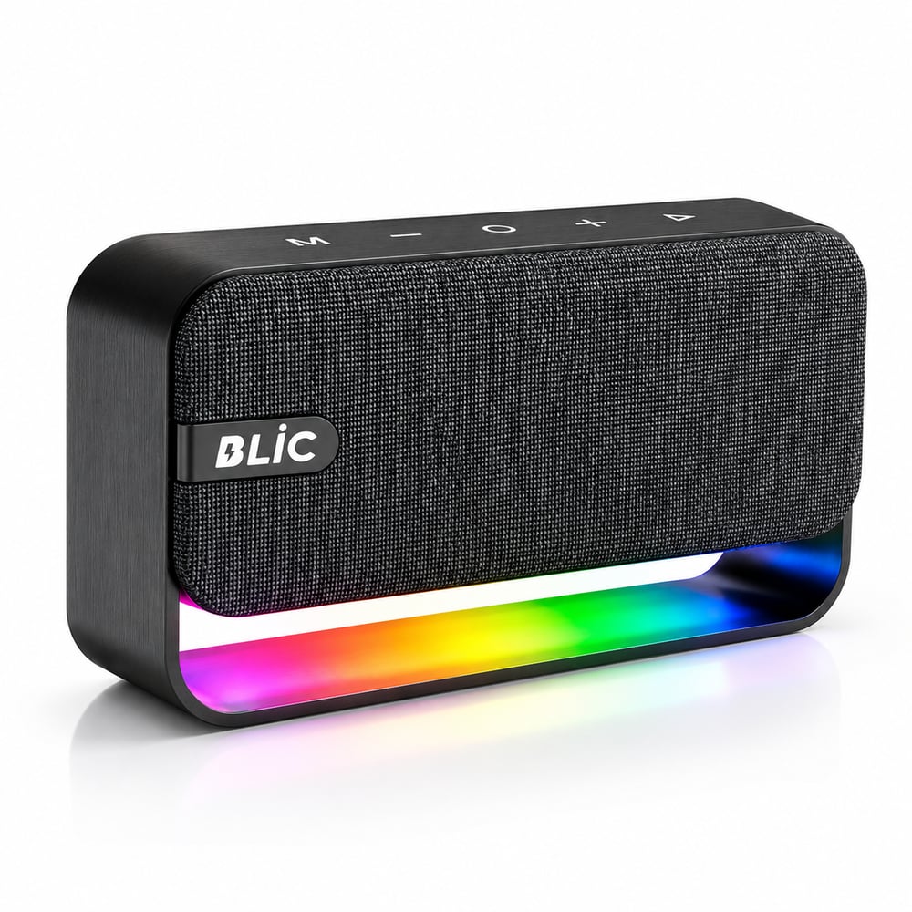 Blic BLS-70 12W Bluetooth Hoparlör RGB Işıklı Güçlü Bass TWS Stereo Kumaş Dokulu Kablosuz Speaker
