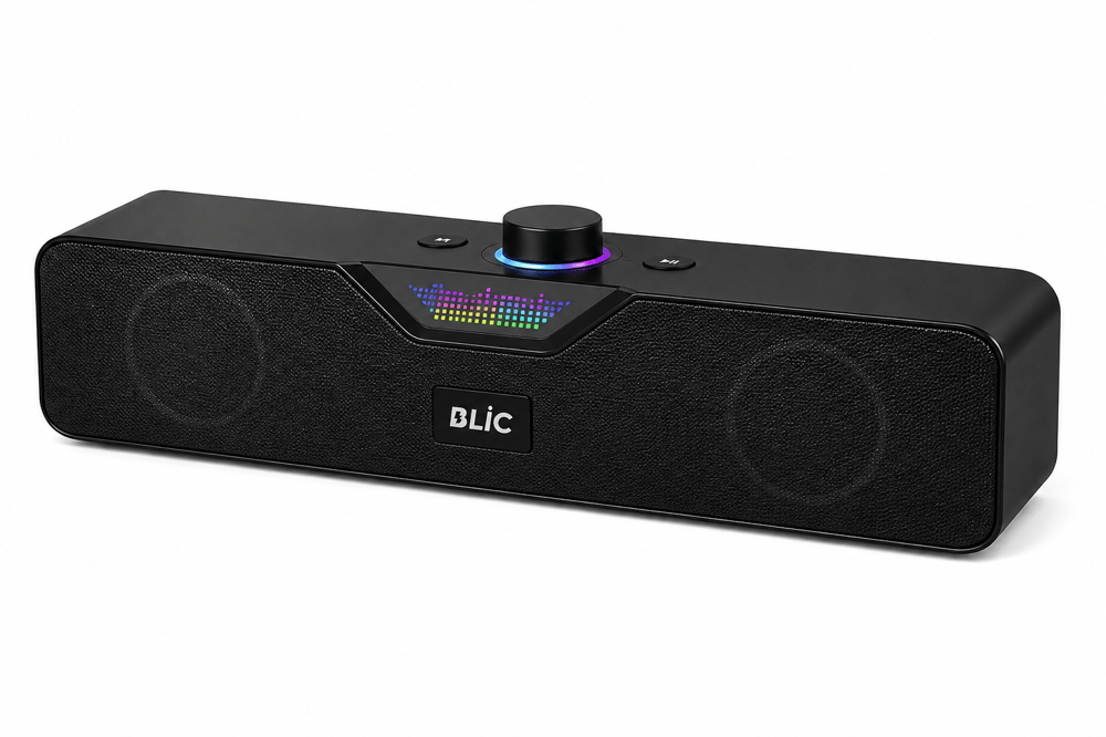 Blic BLS-86 Bluetooth 5.4 Mini Soundbar 6W RMS 1500mAh Kablosuz Masaüstü Hoparlör TF Kart USB Destekli Siyah
