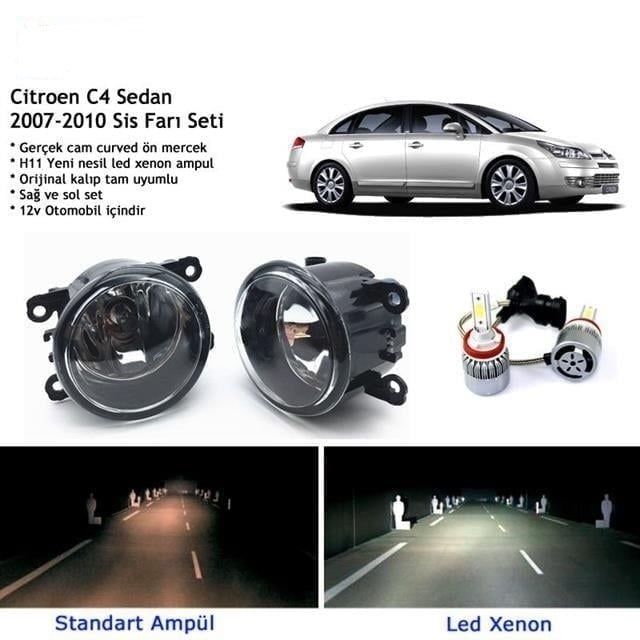 Citroen C4 Sedan 2007-2010 Beyaz Led Xenon Sis Farı Seti