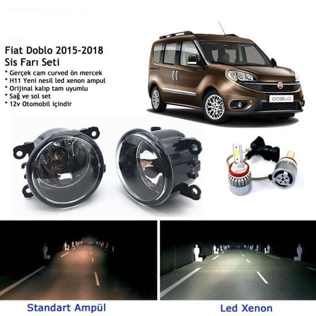Fiat Doblo 2015-2018 Beyaz Led Xenon Sis Farı Seti