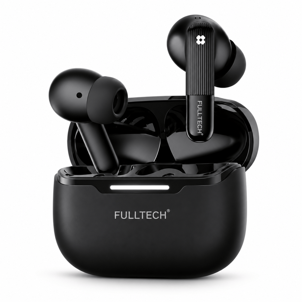 Fulltech FB27 ANC + ENC Gürültü Engellemeli Bluetooth 6.0 TWS Kablosuz Kulaklık Çift Mikrofon Düşük Gecikme – Siyah