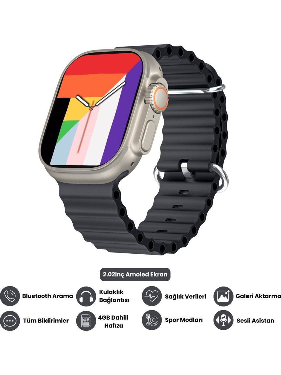 Harvox Hk 11 Ultra 3 Amoled Akıllı Saat Iphone ve Android Tüm Telefonlara Uyumlu 49 mm Gümüş