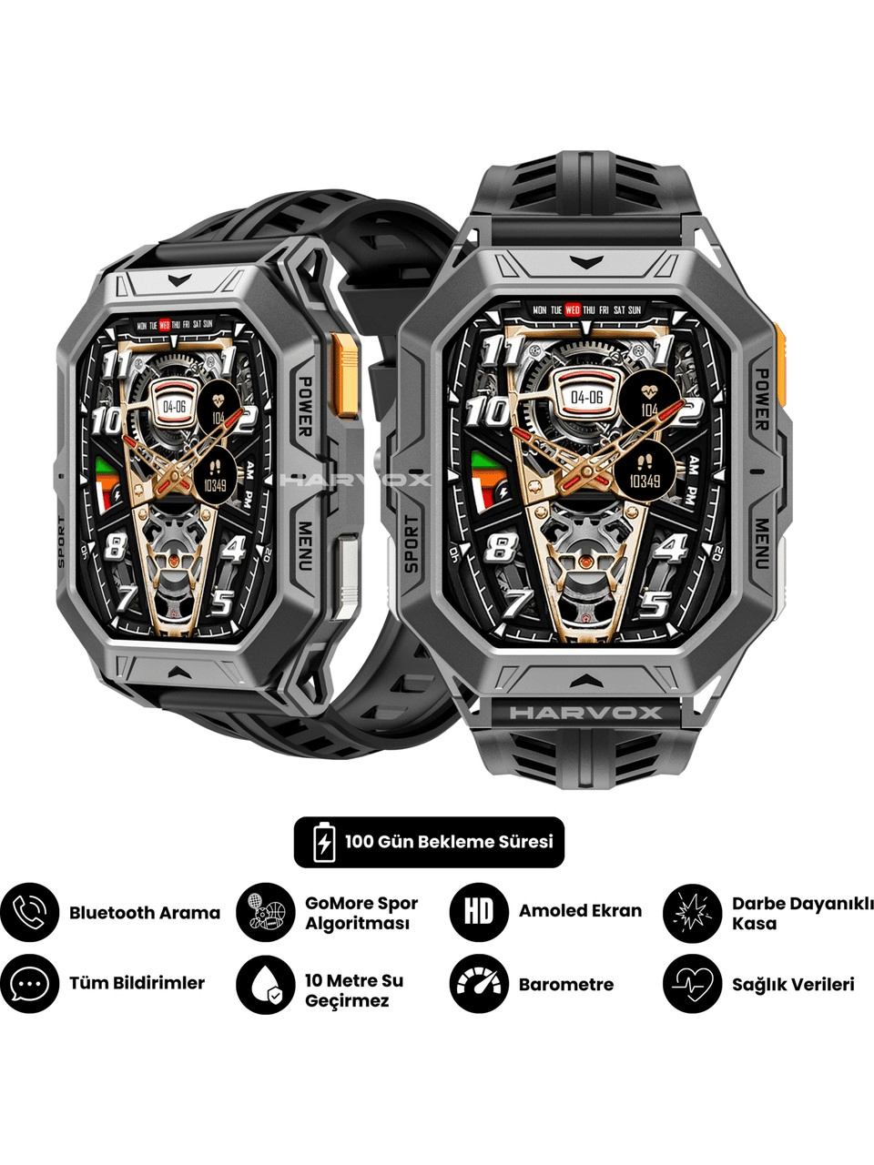Harvox Watch X1 Pro Akıllı Saat – iPhone & Android Uyumlu, Sağlık & Spor Takip, Bluetooth Çağrı Siyah