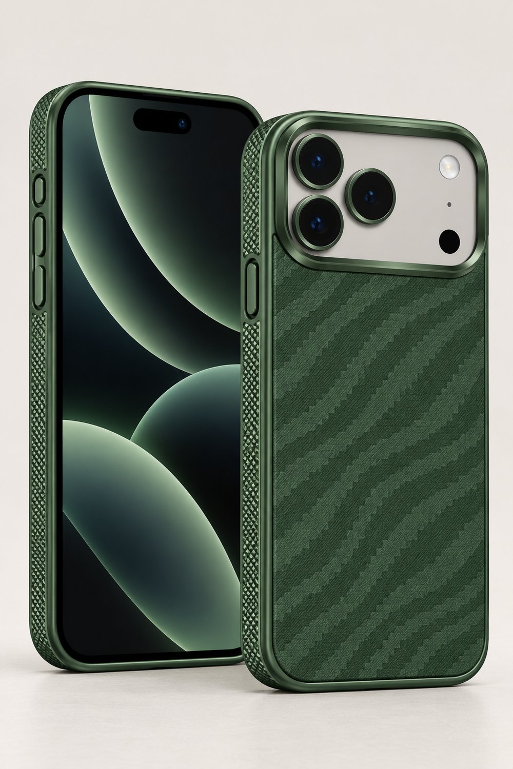 iPhone 17 Pro Max Premium MagSafe Uyumlu Alüminyum Çerçeveli Metal Kamera Korumalı Telefon Kılıfı- Bambu Yeşil