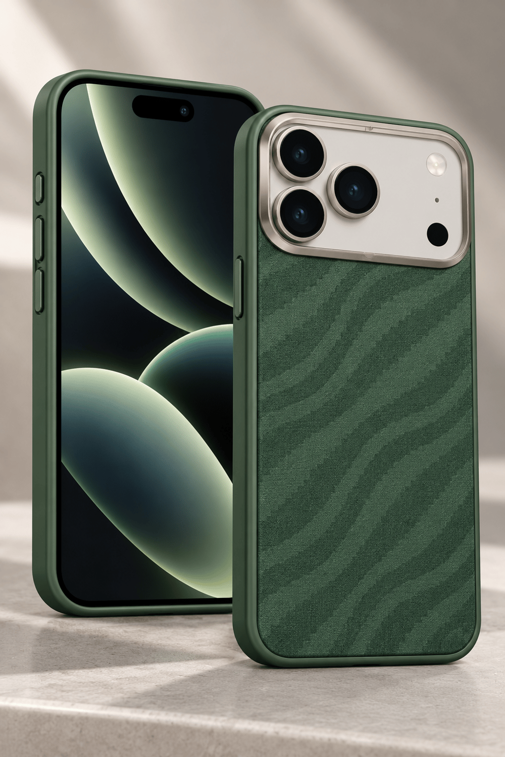 iPhone 17 Pro Premium MagSafe Uyumlu Alüminyum Çerçeveli Metal Kamera Korumalı Telefon Kılıfı- Bambu Yeşil