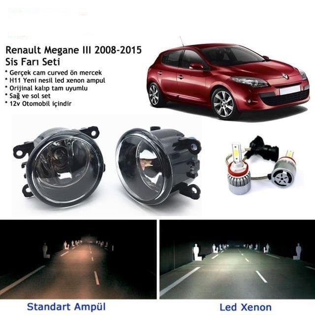 Renault Megane HB 2008-2015 Beyaz Led Xenon Sis Farı Seti