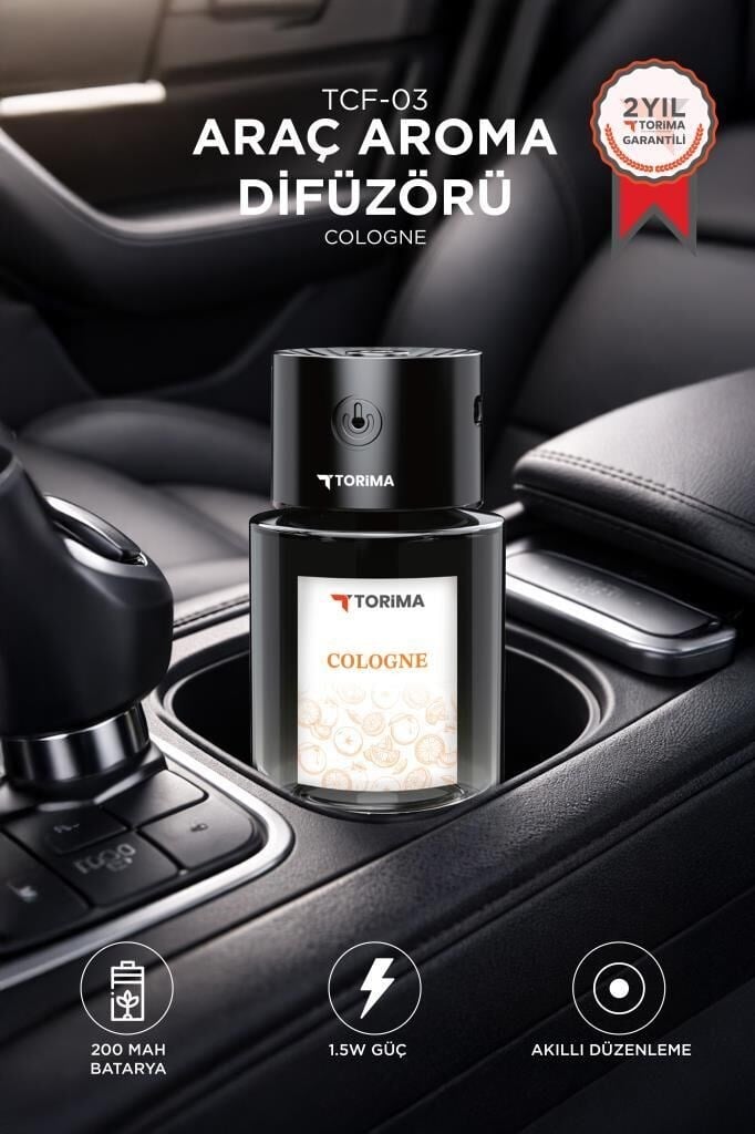 Torima TCF-03 Araç İçi Hava Nemlendirici & Hareket Algılamalı Koku Makinesi Cologne Esansı – 120ml Aromaterapi Difüzör Araç Kokusu