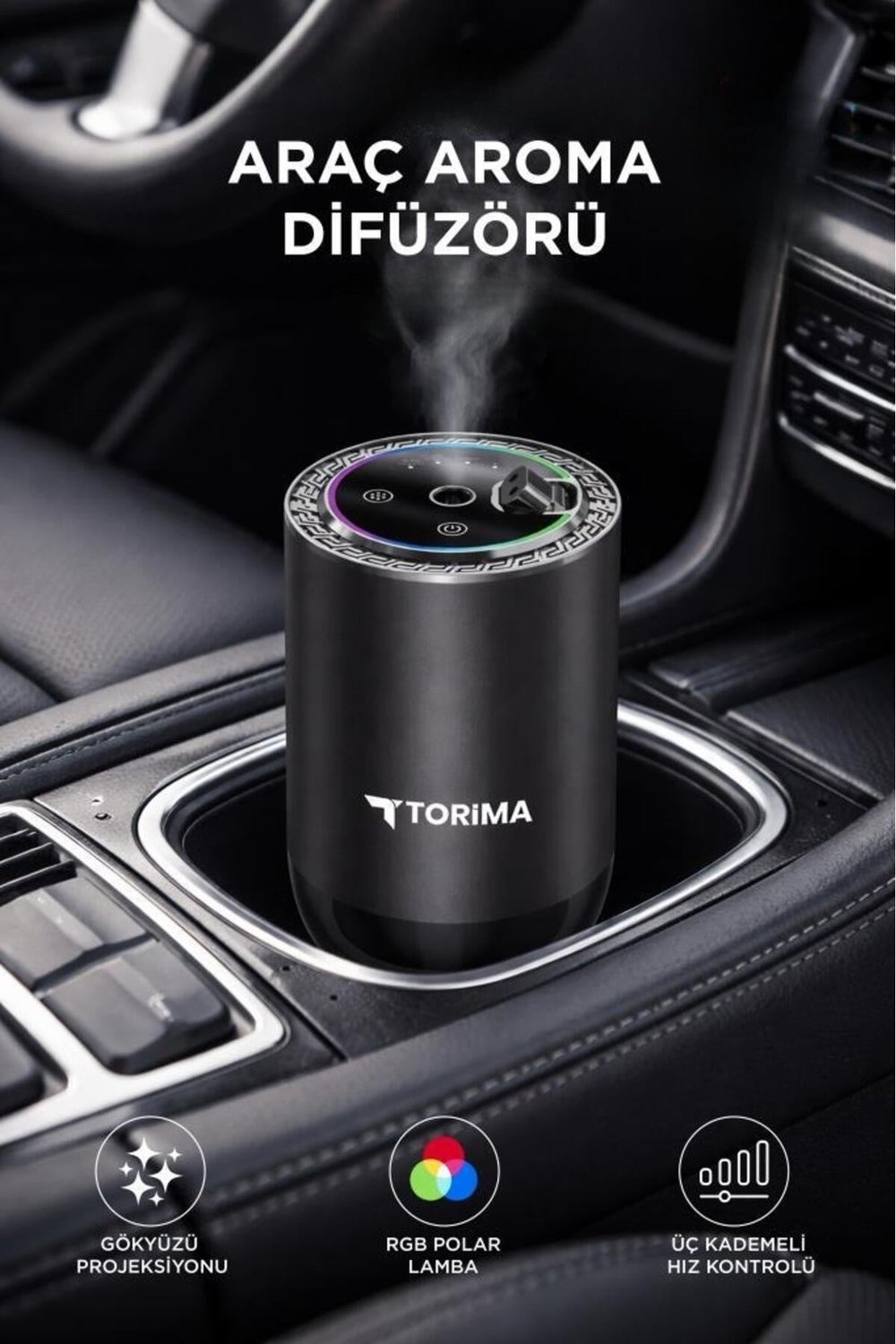 Torima TCF-04 Araç İçi Hava Nemlendirici & Hareket Algılamalı Koku Makinesi Blue Men Dragon Esansı – Aromaterapi Difüzör Araç Kokusu