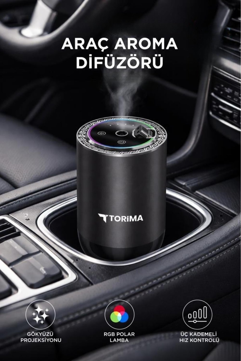 Torima TCF-04 Araç İçi Hava Nemlendirici & Hareket Algılamalı Koku Makinesi Blue Men Dragon Esansı – Aromaterapi Difüzör Araç Kokusu