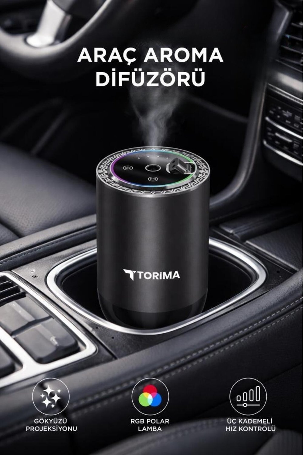 Torima TCF-04 Araç İçi Hava Nemlendirici & Hareket Algılamalı Koku Makinesi Blue Men Dragon Esansı – Aromaterapi Difüzör Araç Kokusu