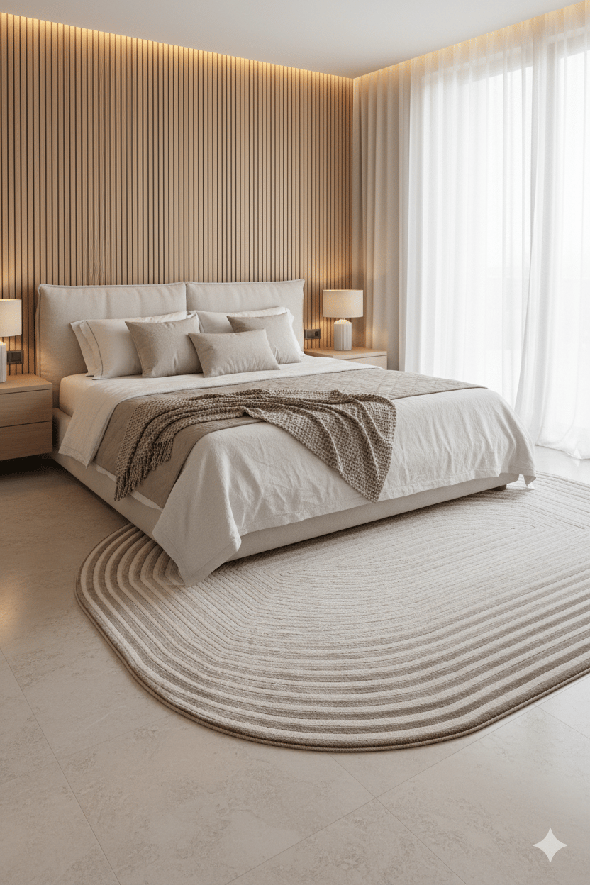 Geometrik Şekilli Özel Kesimli Dekoratif Modern Halı – Krem Bej