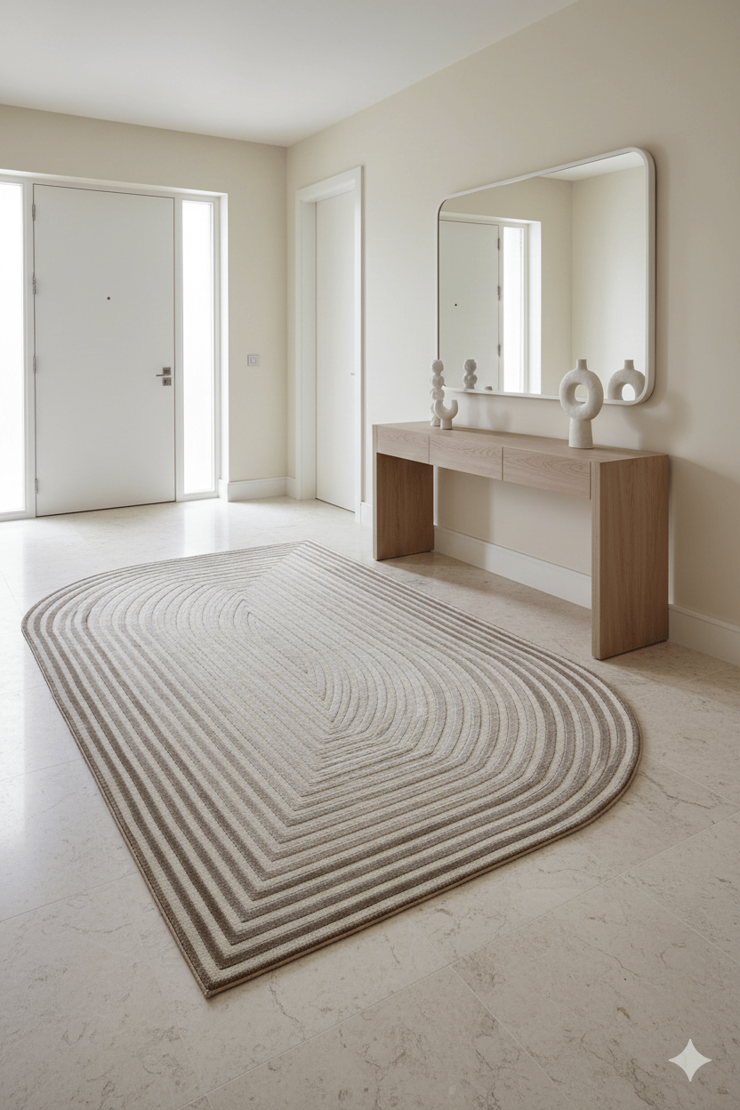 Geometrik Şekilli Özel Kesimli Dekoratif Modern Halı – Krem Bej