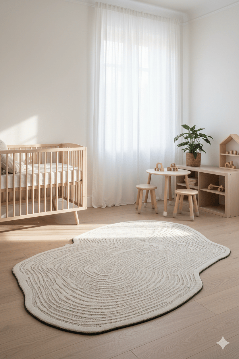 Şekilli Özel Kesimli Dekoratif Modern Halı – Krem