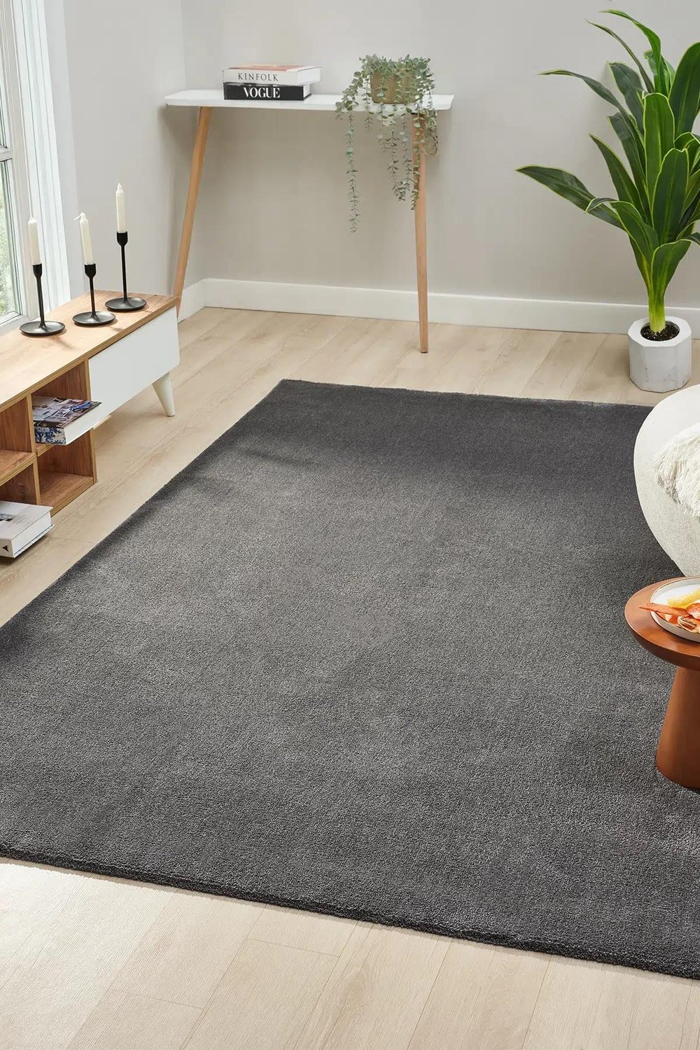 Bali Serisi Antrasit Mikrofiber Antialerjik Düz Renk Halı
